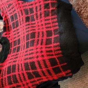 Red and black plaid sweater